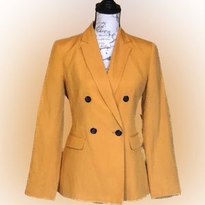 Ann Taylor Mustard Double-Breasted Blazer